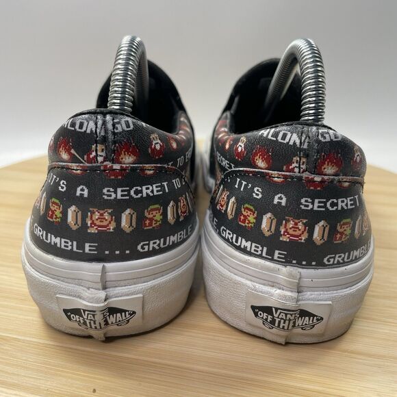 Vans X Nintendo Legend Of Zelda Logo Print Womens Size 6 Black Classic Slip Ons - Picture 9 of 15